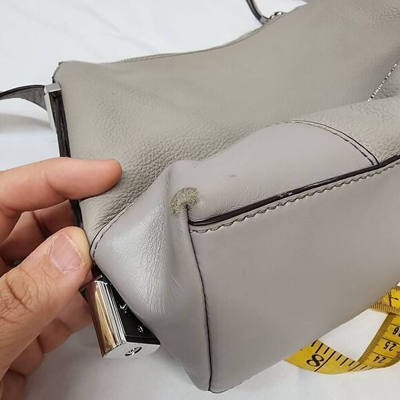 Michael Kors Crosby Medium Pebbled Leather Messenger Grey Crossbody Bag - Picture 10 of 12